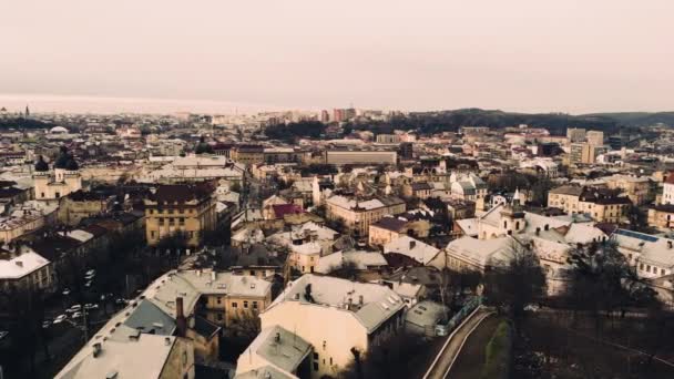 Luchtfoto Van Een Drone Die Het Gebouw Vliegt — Stockvideo