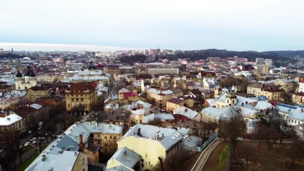 Aerial View Drone Flying Building — Stock Video