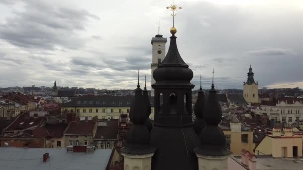 Glockenturm Der Armenischen Kathedrale Mariä Himmelfahrt Lwiw Ukraine — Stockvideo