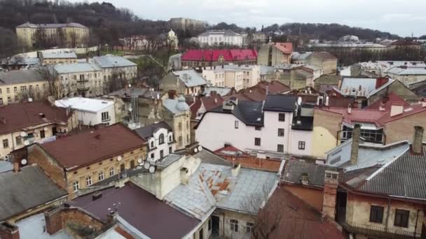 Вид Повітря Дрон Літає Над Будівлею — стокове відео