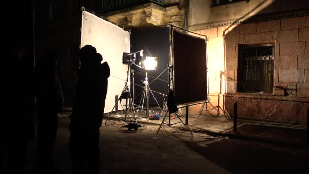 Lviv Ucrania Febrero 2021 Equipo Iluminación Estudio Antes Filmación — Vídeo de stock