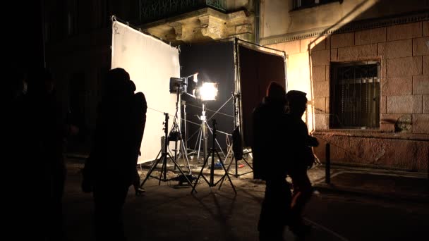 Lviv Ucrânia Fevereiro 2021 Equipamento Iluminação Estúdio Antes Das Filmagens — Vídeo de Stock