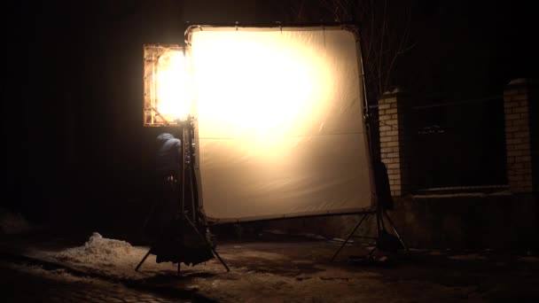 Lviv Ukraine Şubat 2021 Çekimden Önce Stüdyonun Işıklandırma Ekipmanları — Stok video
