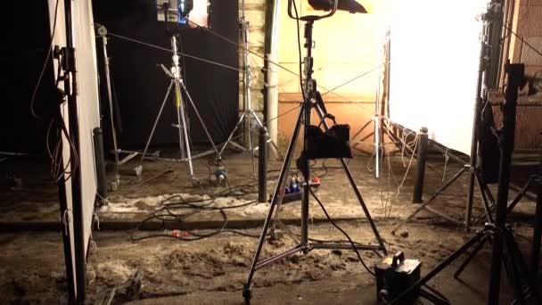 Lviv Ucrania Febrero 2021 Equipo Iluminación Estudio Antes Filmación — Vídeo de stock