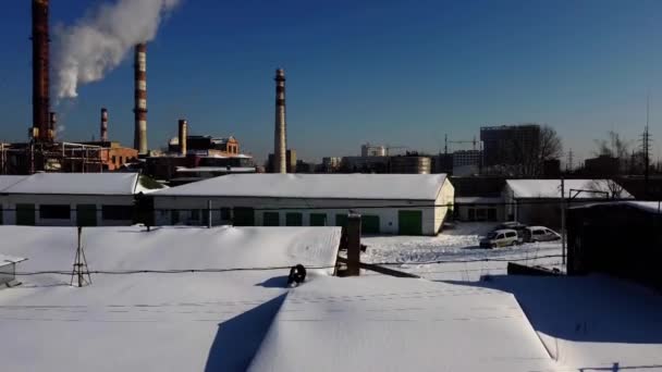 Luchtfoto Van Een Drone Die Een Industriële Fabriek Vliegt Plantaardige — Stockvideo