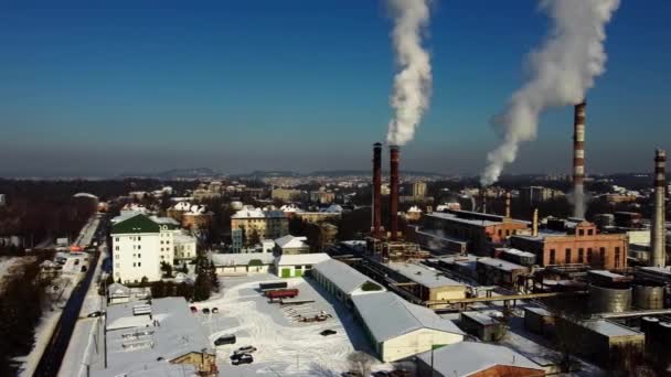 Luchtfoto Van Een Drone Die Een Industriële Fabriek Vliegt Plantaardige — Stockvideo
