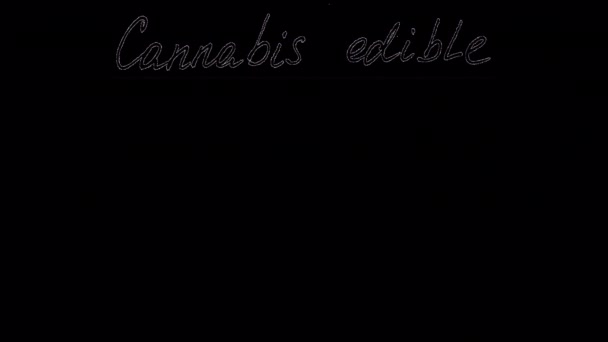 Cannabis Edible Alpha Channel Included Animation Marijuana Black Font Transparent — Vídeo de Stock