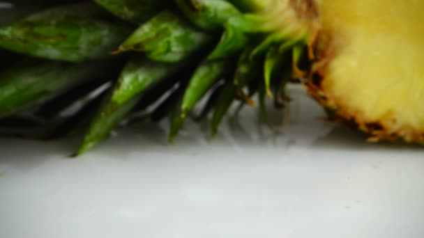 Falling Juicy Pieces Pineapple Slow Motion — Vídeo de stock