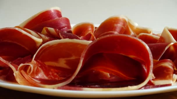 Jamon Plate Shooting Motion — Vídeo de Stock