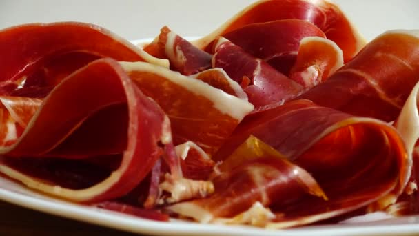 Jamon Plate Shooting Motion — Vídeo de stock