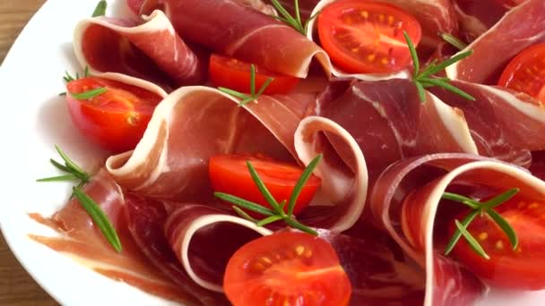 Jamon Tomatoes Rosemary — 图库视频影像