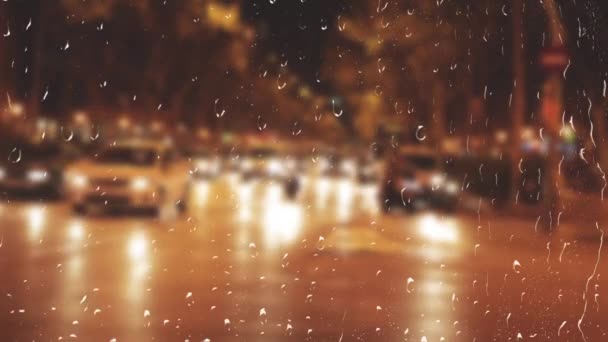 Calles Barcelona Durante Lluvia Vista Desde Ventana España — Vídeos de Stock