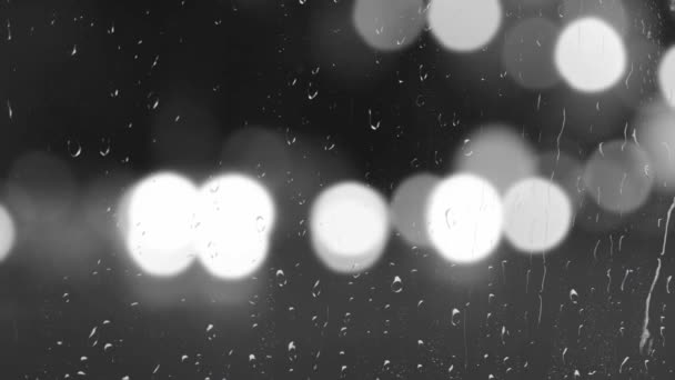 Φώτα Από Προβολείς Αυτοκινήτων Κατά Διάρκεια Της Βροχής Προβολή Από — Αρχείο Βίντεο
