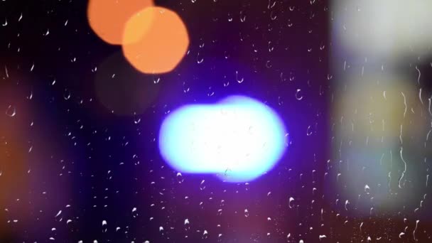 Lumières Des Phares Voiture Pendant Pluie Vue Fenêtre — Video