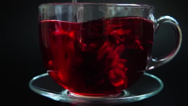 Hibiszkusz Tea Elkészítése Üvegpohárban — Stock videók