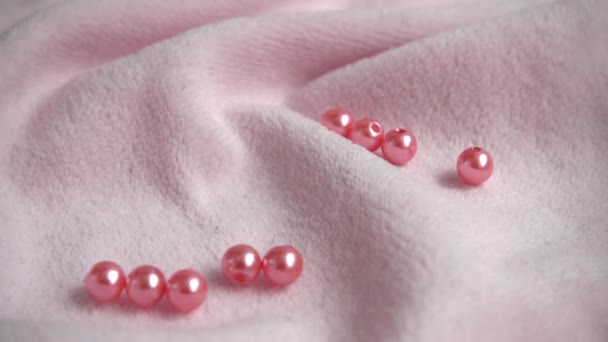 Pearls Falling Fabric Slow Motion — Stock Video