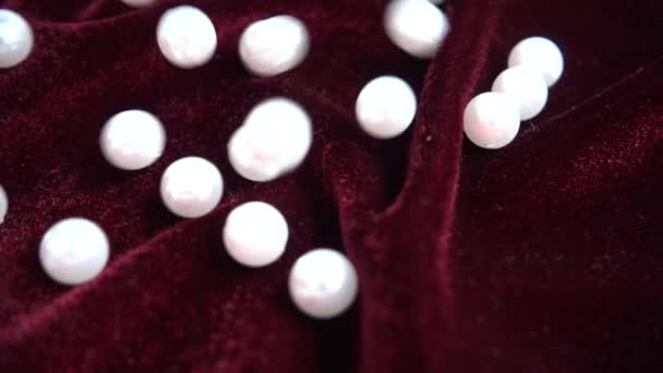 White Pearls Fall Slow Motion — Stock Video