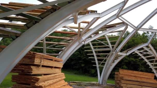 Tavole Legno Nel Cantiere Del Cottage — Video Stock