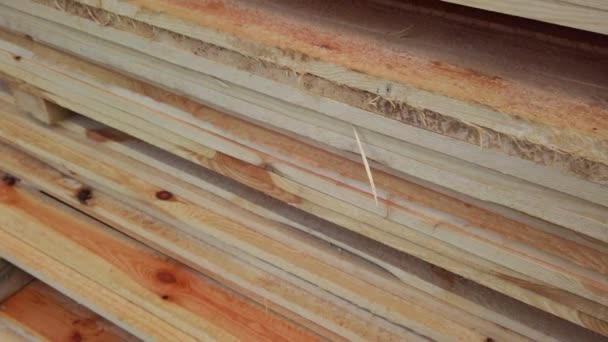 Tavole Legno Nel Cantiere Del Cottage — Video Stock