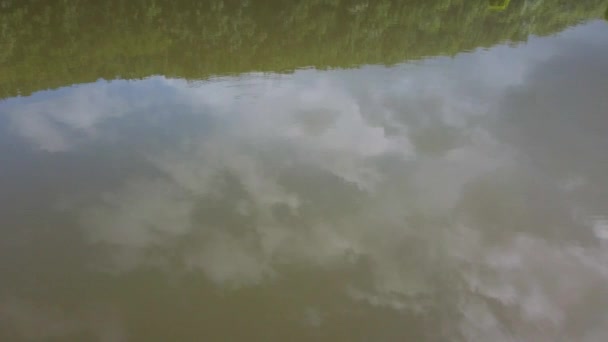 Reflejo Nubes Agua Lago Forestal — Vídeos de Stock