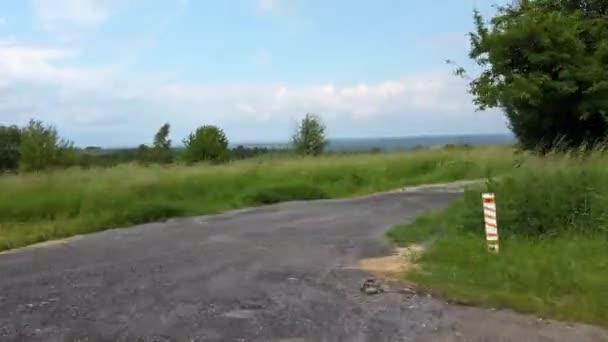 Paisagem Rural Tiroteio Carro Que Move Longo Estrada — Vídeo de Stock