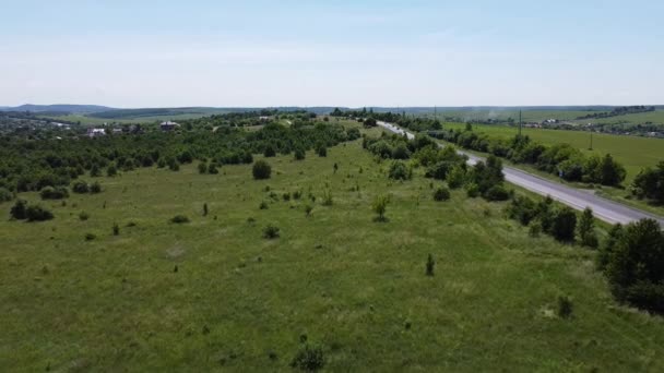 Vista Aérea Del Avión Tripulado Vuelo Sobre Paisaje Agrícola Rural — Vídeo de stock