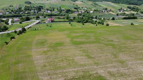 Luftdrone Visning Flyvende Landdistrikterne Landbrugslandskab – Stock-video