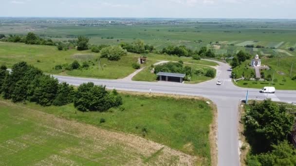 Vista Aérea Drone Voo Sobre Paisagem Agrícola Rural — Vídeo de Stock