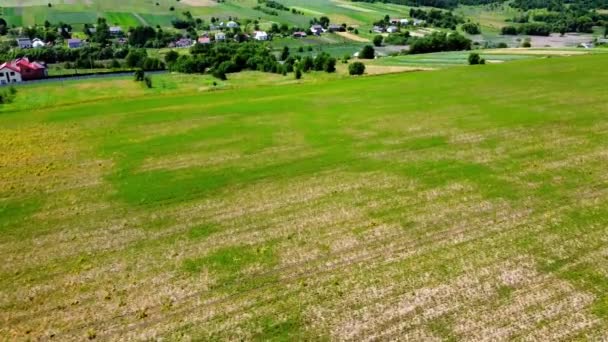 Vista Aérea Del Avión Tripulado Vuelo Sobre Paisaje Agrícola Rural — Vídeo de stock