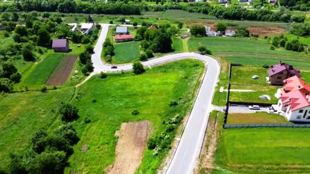 Vista Aérea Drone Voo Sobre Paisagem Agrícola Rural — Vídeo de Stock