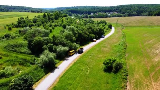 Aerial Drone View Flying Rural Agricultural Landscape — Stock Video