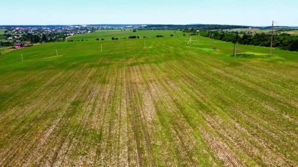 Vista Aérea Drone Voo Sobre Paisagem Agrícola Rural — Vídeo de Stock