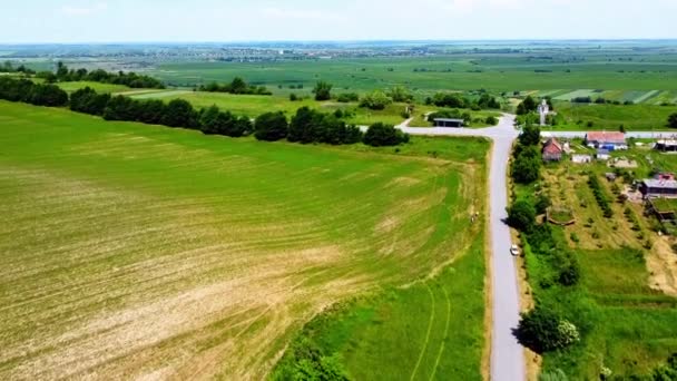 Flygdrönare Syn Flygande Över Landsbygden Jordbrukslandskap — Stockvideo