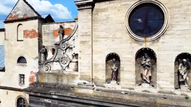 Veduta Aerea Drone Volo Sopra Cattedrale Cattolica Chiesa Bernardine Leopoli — Video Stock