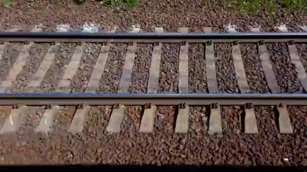 Ferrocarril Carriles Traviesas — Vídeo de stock