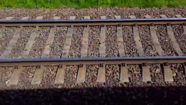 Σιδηροδρομικές Γραμμές Σιδηροτροχιές Και Στρωτήρες — Αρχείο Βίντεο