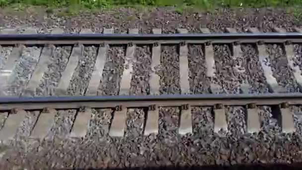 Spoorweg Rails Dwarsliggers — Stockvideo