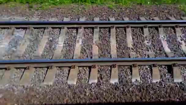 Ferrocarril Carriles Traviesas — Vídeo de stock