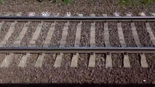 Spoorweg Rails Dwarsliggers — Stockvideo