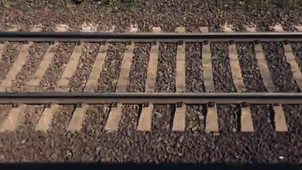 Σιδηροδρομικές Γραμμές Σιδηροτροχιές Και Στρωτήρες — Αρχείο Βίντεο