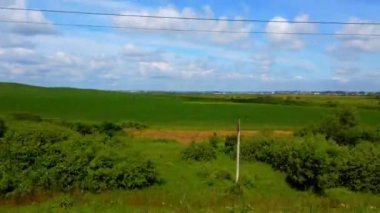 Kırsal alan. Tarım alanları. Ukrayna. Hareket halinde çekim.