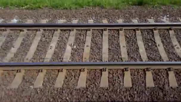 Vasúti Pálya Sínek Talpfák — Stock videók