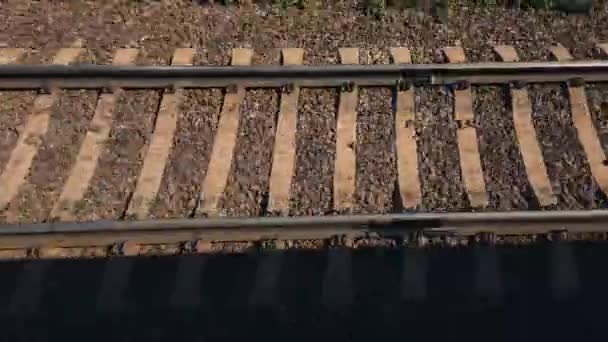Железнодорожный Путь Рельсы Шпалы — стоковое видео