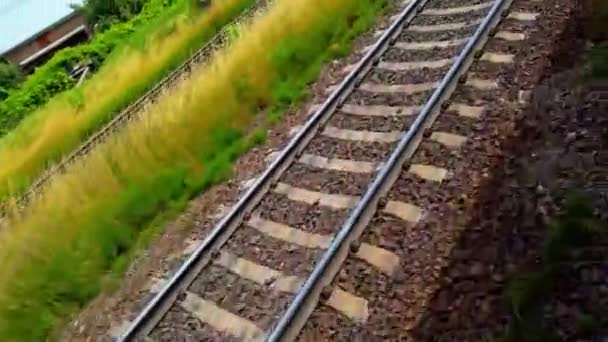 Järnvägsspår Räls Och Sliprar — Stockvideo