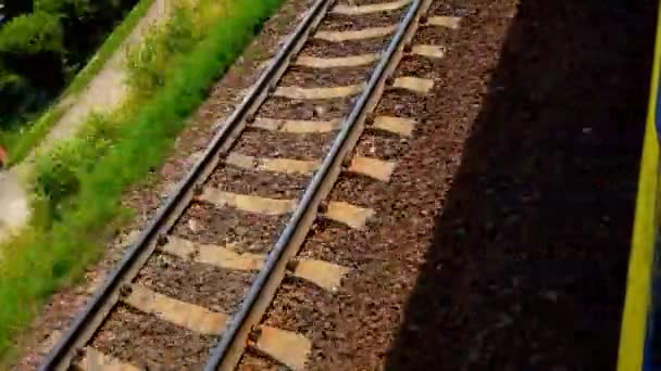 Spoorweg Rails Dwarsliggers — Stockvideo