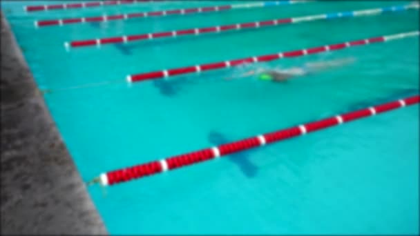 Treino Piscina Atletas Praticam Natação Técnica Fora Foco — Vídeo de Stock