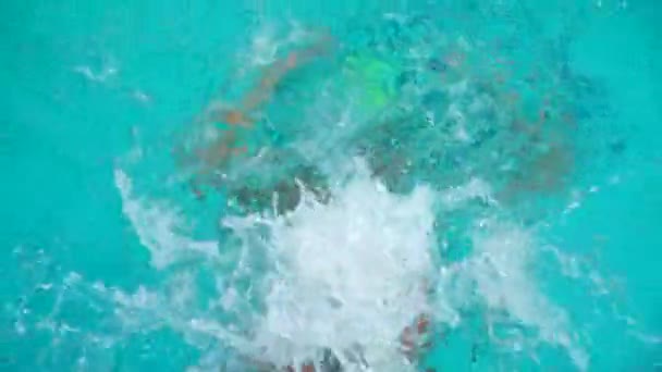 Allenamento Piscina Gli Atleti Praticano Tecnica Del Nuoto Rallentatore — Video Stock