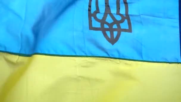 Drapeau Ukraine Contre Ciel Mouvement Lent — Video