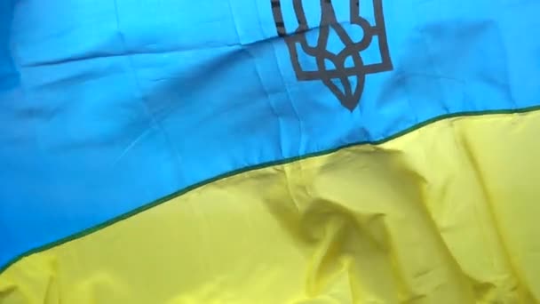 Drapeau Ukraine Contre Ciel Mouvement Lent — Video