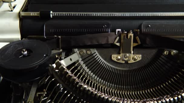 Details Old Retro Typewriter Vintage Style Old Typewriter Hammers Close — Stock Video